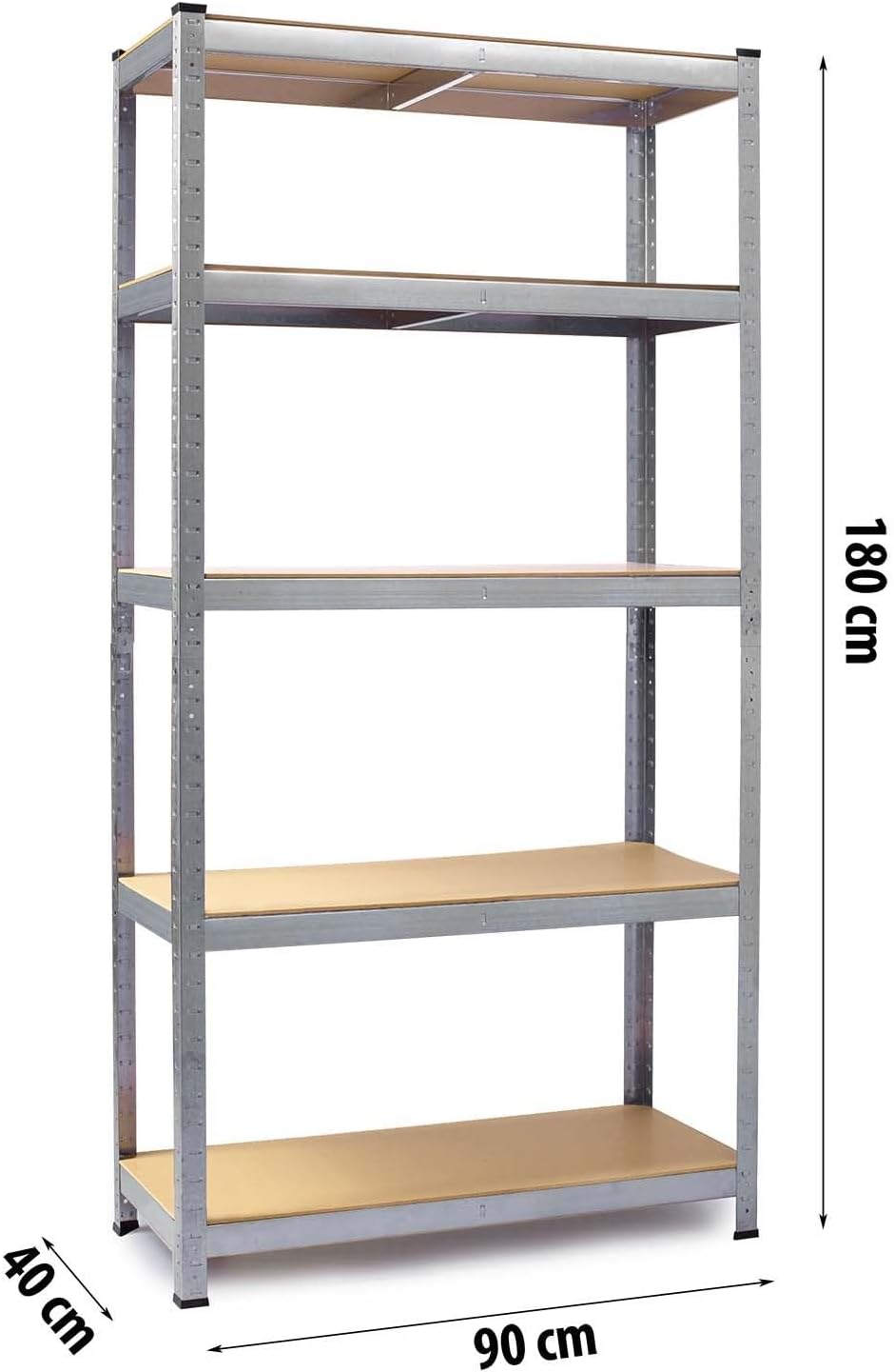 Storage Shelves Storage Room Boltless Shelving Cellar Shelving Workshop Shelving 2-in-1 180 x 90 x 40 cm with 5 Shelves Maximum Load 500 kg