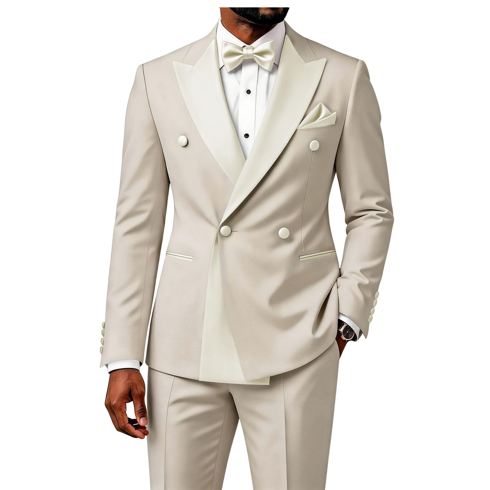 2 Piece Double Breasted Suit for Men Blazer Pants Tuxedo for Wedding Prom