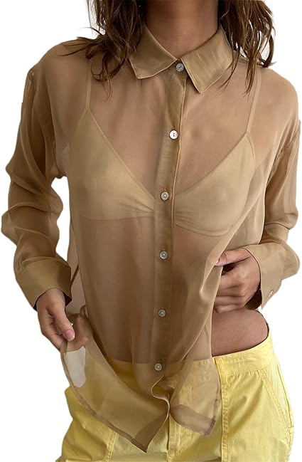 Chemise Femme Spense Manches Longues Transparente - Taille M - Très Bon état