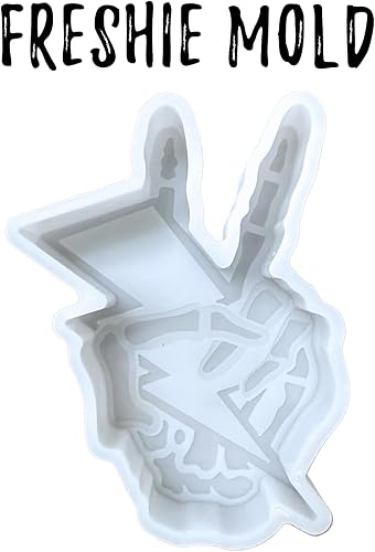 Miniatura 2 de Molde Freshie de silicona para automóvil con diseño de esqueleto de mano, 4.25 x 3 pulgadas, recortes de cartulina, ambientador de automóvil, apto