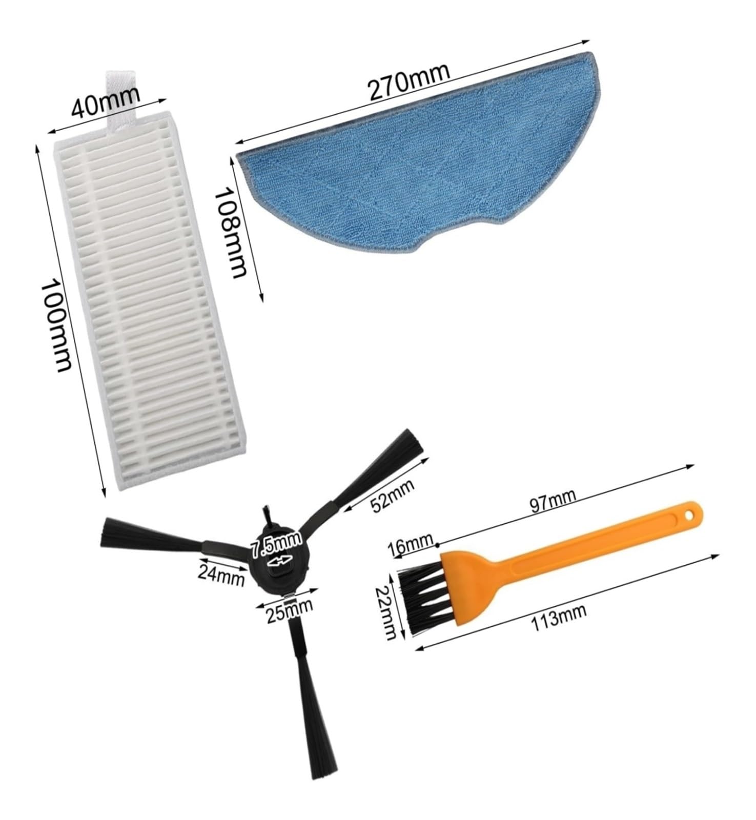 Wischtuch, Tasche, Seitenbürsten-Set, Vliesstoff, RE4 Plus/RE5 Plus | For RE4 Plus, for RE5 Plus, Ersatzteile