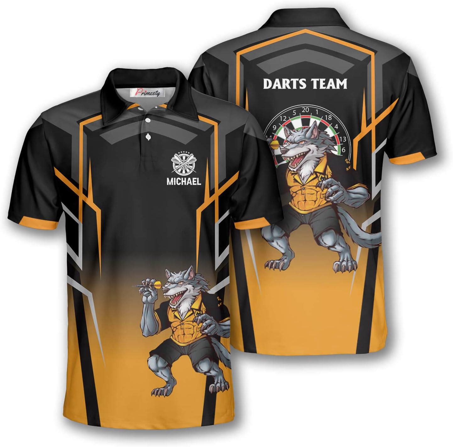 PRIMESTY Custom Darts Shirts for Men, Short-Sleeve Darts Jerseys for Men, Personalized Darts Polo Shirts