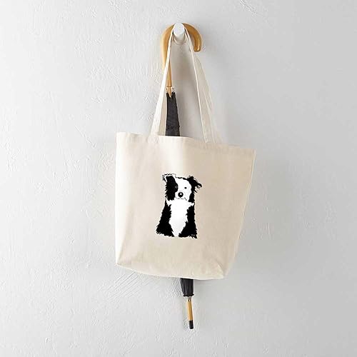 Vista 85 de CafePress Border Collie - Bolsa de lona natural, bolsa de compras reutilizable