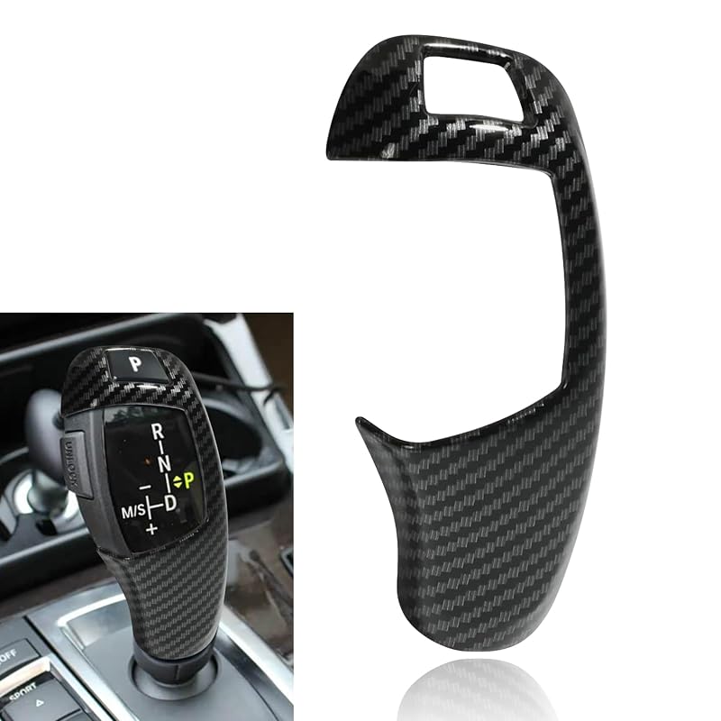 Capa Adesiva para Manopla de Câmbio BMW em ABS com Textura de Fibra de Carbono Preta YUPIKJI