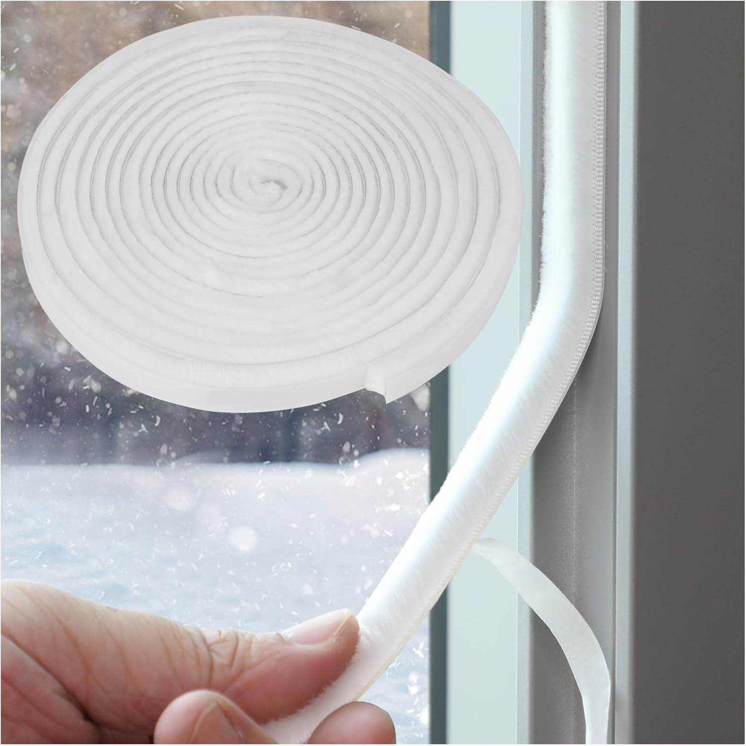 fowong Pile Weather Stripping White, 11/32 inch x 11/32 inch x 16 Feet, High Density Felt Draught Excluder for Sliding Sash Door Window Wardrobe Seal