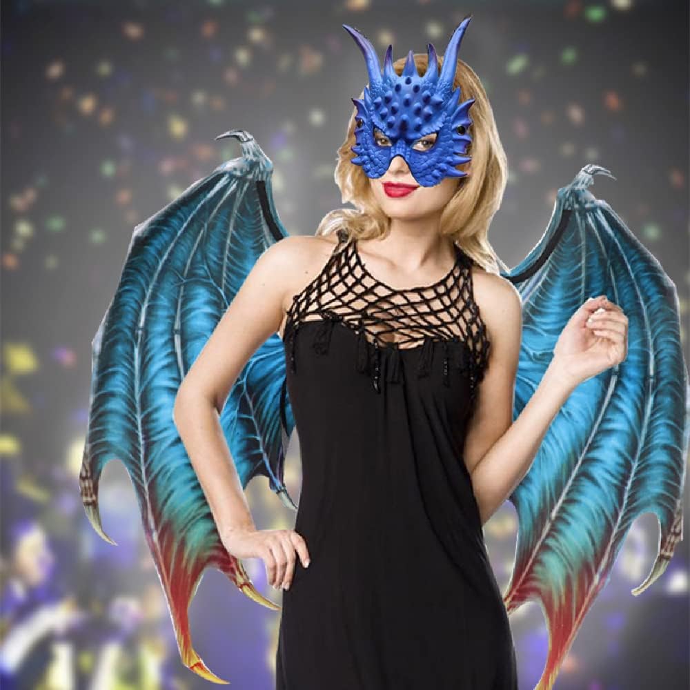 YOWOCAL Dragon Mask Unisex-adult Cosplay Masquerade Foam Half Face Mask for Halloween Party Cosplay Costume (Blue)