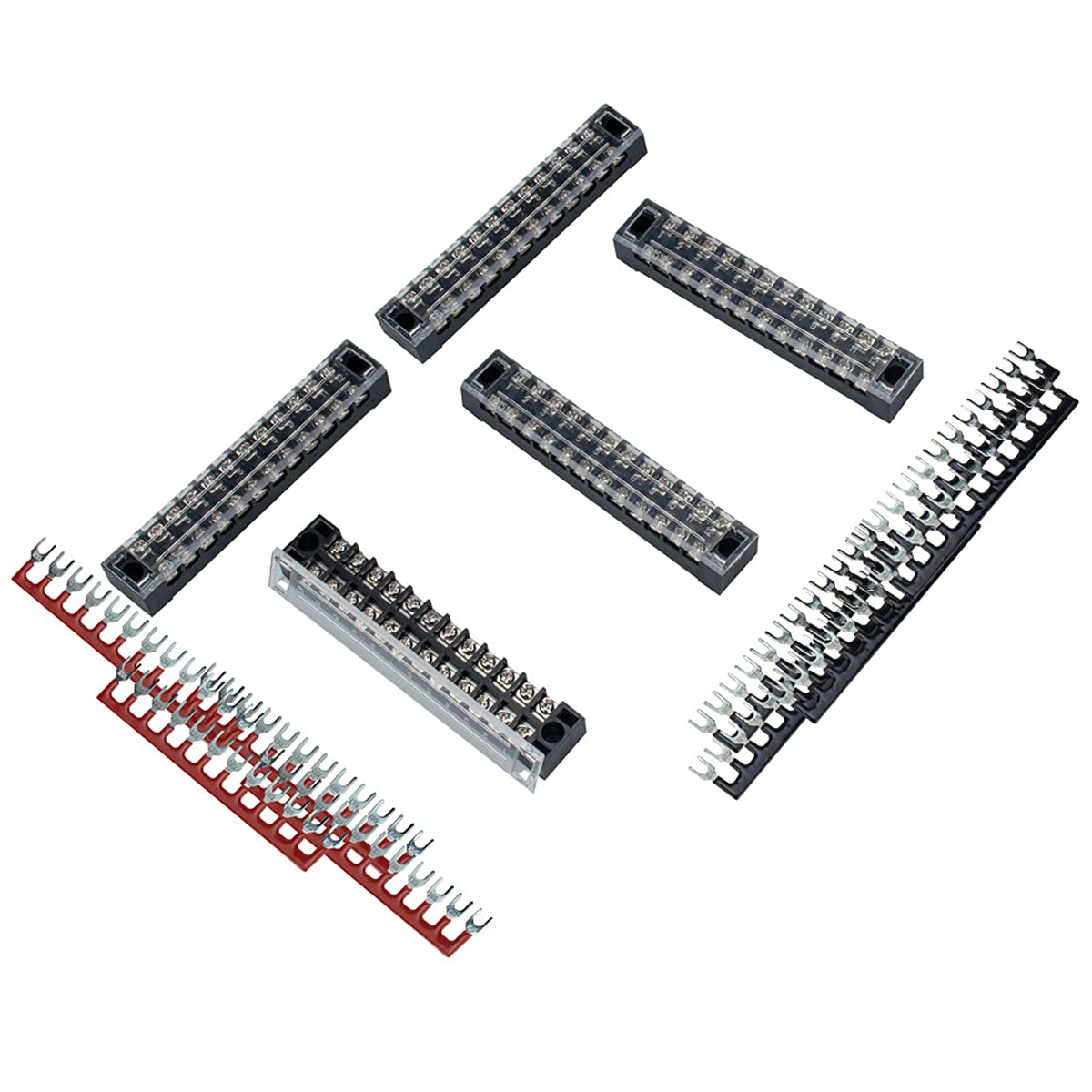 Buy AIHOUSE Terminal Blocks, 4/5/6/8/10/12 Positions 600V 25A Dual Row