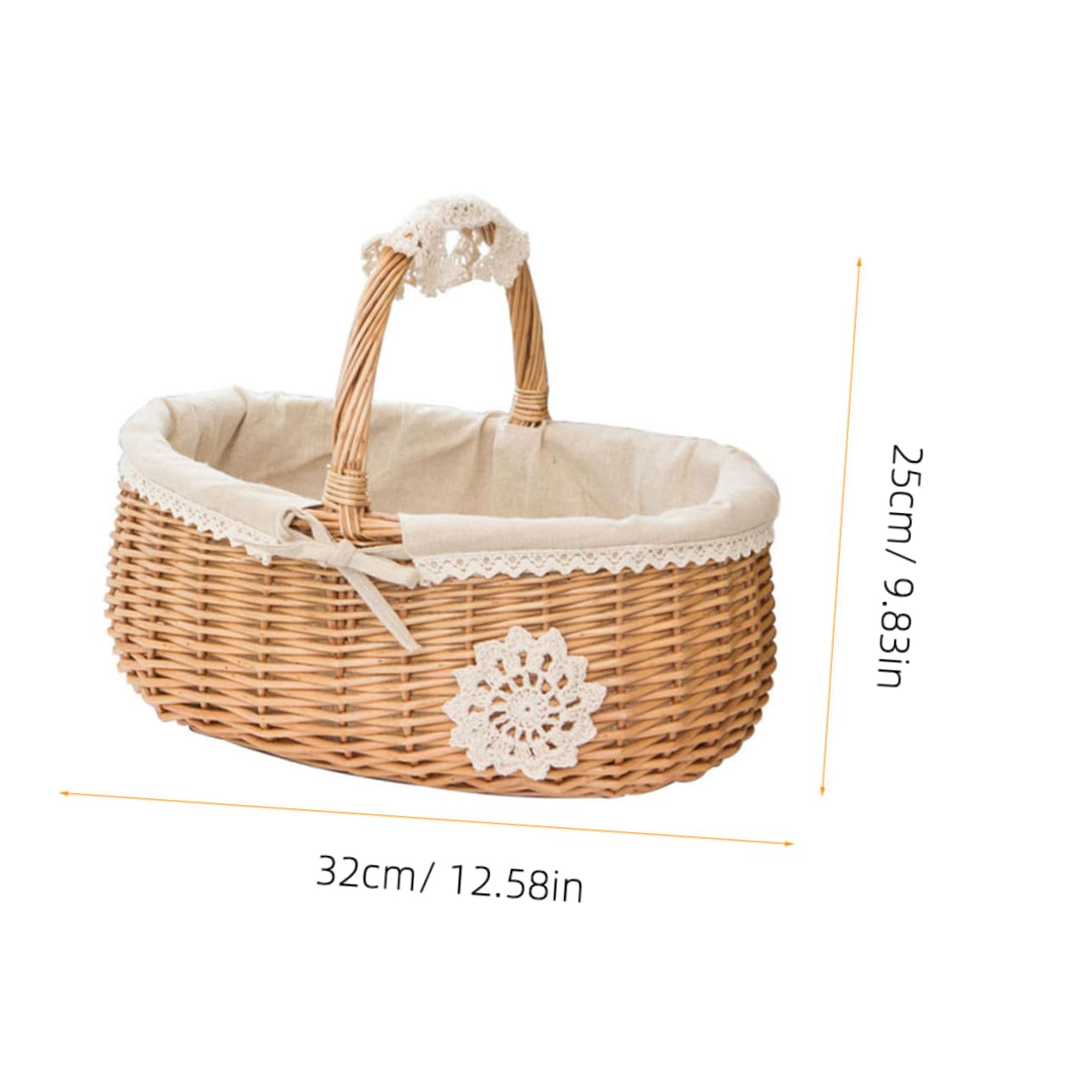 Cesta De Almacenamiento De Mimbre Asa Para Picnic Frutas y Flores Estilo Aleatorio Cesta Multiuso Para Cocina y Decoración Del Hogar