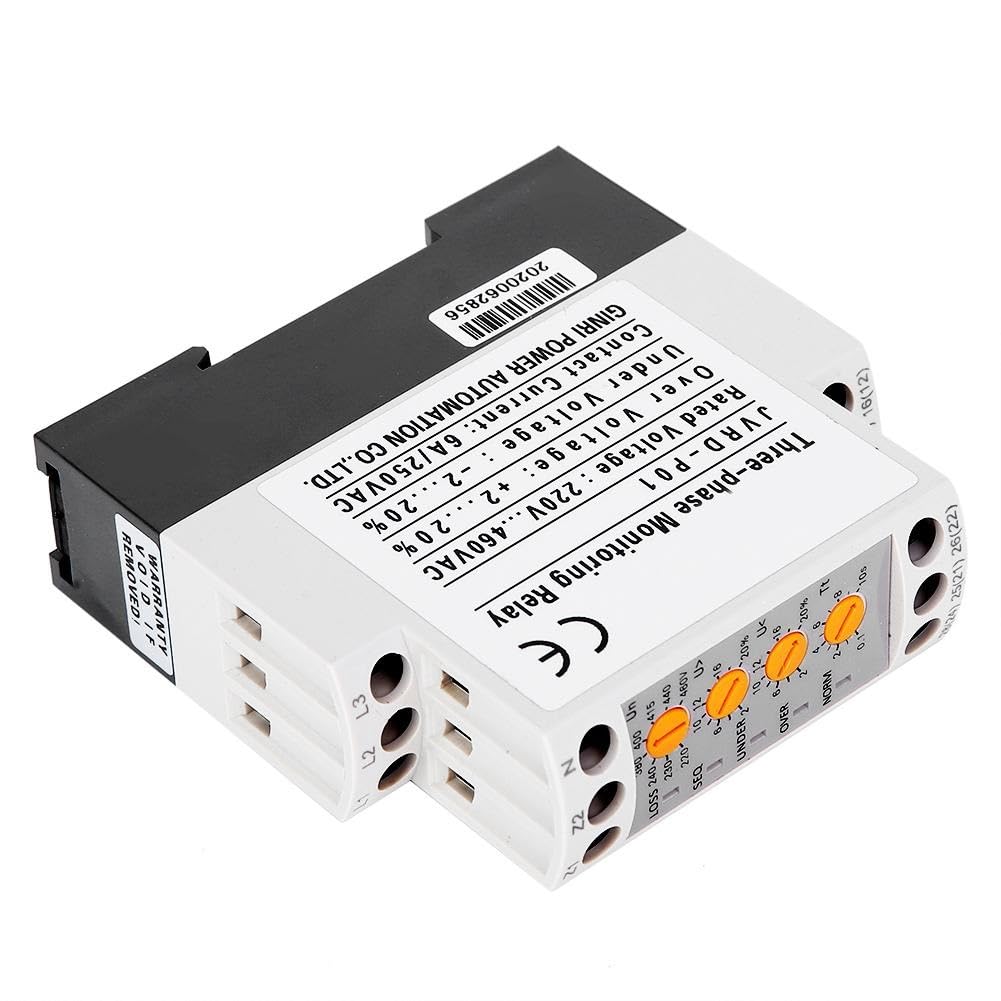 Jadeshay Protector de voltaje Relé de voltaje trifásico Protector de monitoreo de sobretensión y subtensión multifunción Entrada de voltaje de 176V-552V