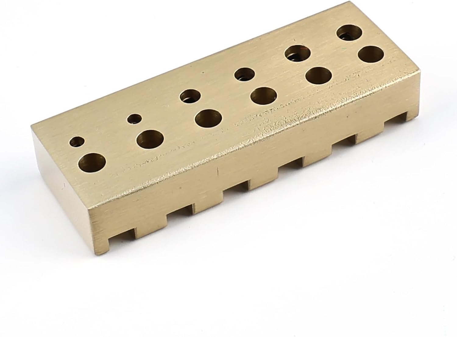 Brass 6 String Headless Bass String Locks CNC Machined 9mm (3/8 inch) String Spacing Bass Guitar Locking Nut for Headless 6-String Electric Bass Guitar Replacement Parts （Brass Natural Color)