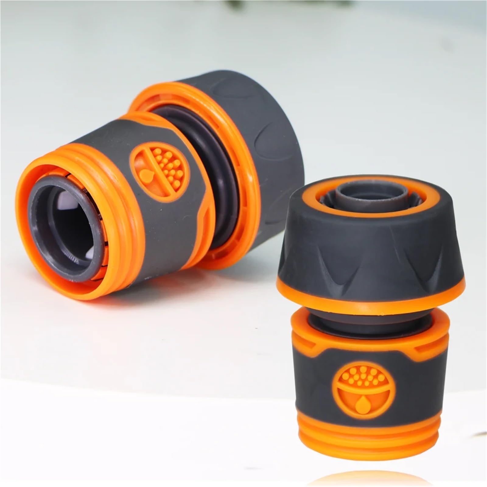6 conectores rápidos de manguera de agua con válvula de cierre para sistema de riego de jardín | Fácil de conectar y desconectar, diseño a prueba de fugas, plástico ABS duradero, ideal para regar (M)