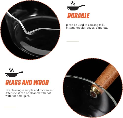 Miniatura 5 de Olla de leche de vidrio con mango de madera de acacia, cacerola pequeña de 20.3 fl oz para desayuno, comida para bebés y fideos