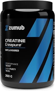 Zumub Creatina Creapure 250g, Sin Sabor, 83 dosis | 100% Monohidratada Micronizada Pura | Suplemento de Fuerza, Potencia y Rendimiento | Vegano y Sin