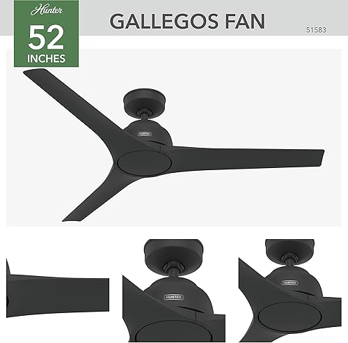 Miniatura 2 de Hunter Gallegos 51583 - Ventilador de techo de 52 pulgadas para exteriores o interiores, sin luz, para patio, porche, garaje o sala de estar,
