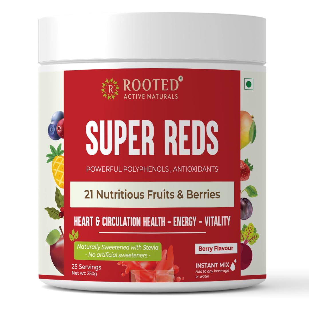 Rooted Actives Super Reds (250 g), 21 nutritious fruits, berries & Stevia (No Added Sugar) | Rich in antioxidants, flavonoids & polyphenols | Heart, Circulation health, Energy… (Super Reds) (B0D66C76K7) Amazon Price History, Amazon Price Tracker