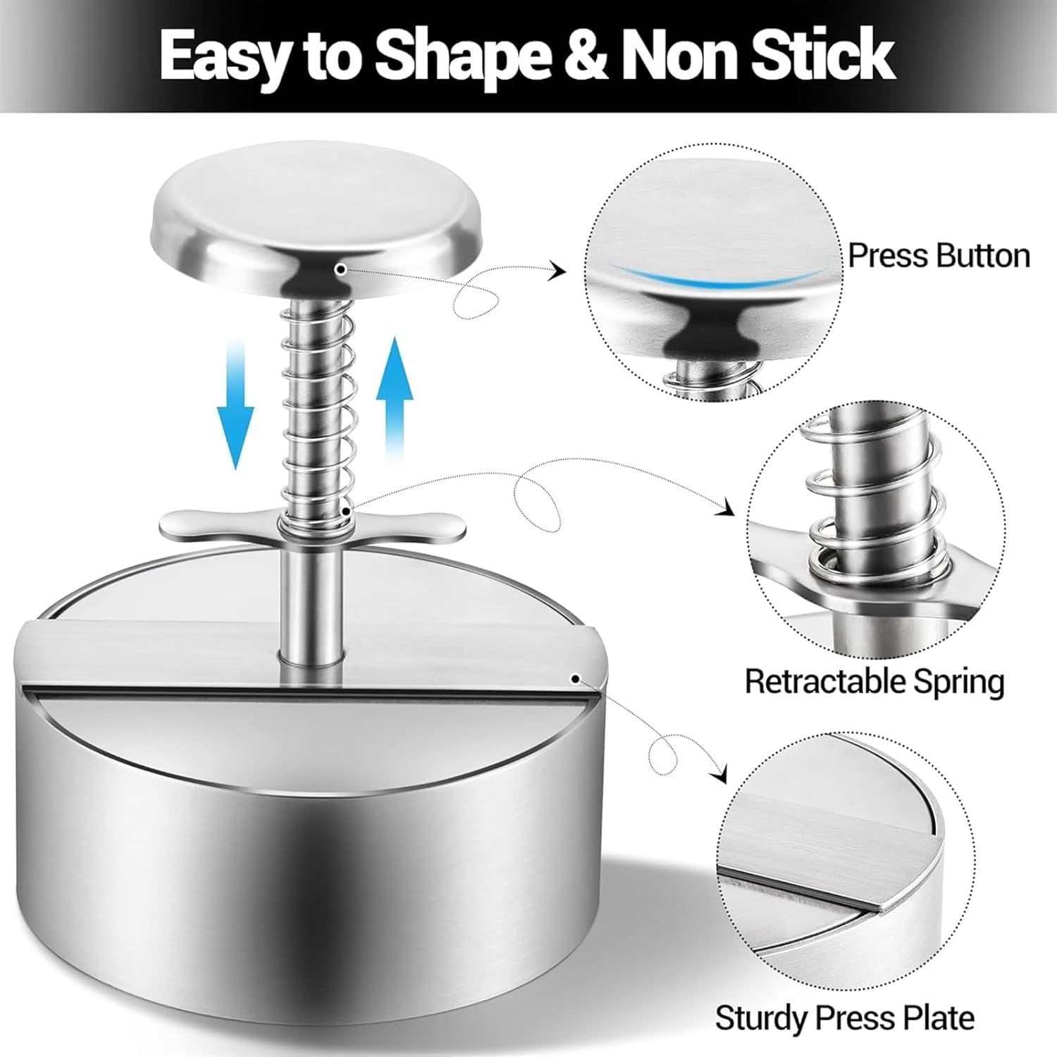 Stainless Steel Burger Press - Make Perfect Patties! -7 Stainless Steel Burger Press - Make Perfect Patties! -7