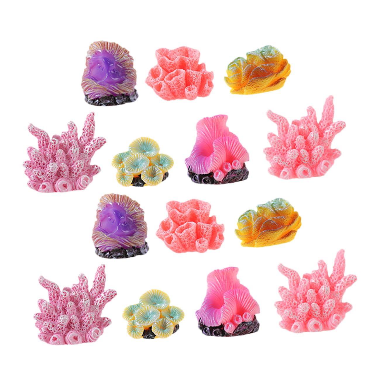 TOYANDONA 14pcs Artificial Coral Statue Aquarium Decor Resin Coral Reef Designs Colorful Realistic Design Enhancing Visual Appeal Encouraging Fish Activity for Tabletop Accents Assorted style
