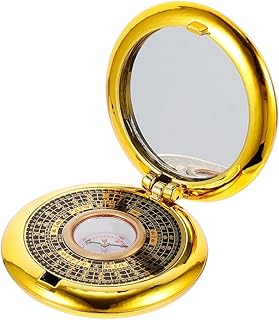 COOLHIYA 1pc Pure Copper Small Round Compass Hike Backpack Keychain Backpack Backpack for Travel Luo Pan Feng Shui Bagua Traditional Compass Lucky Ornaments Feng Shui Luo Pan