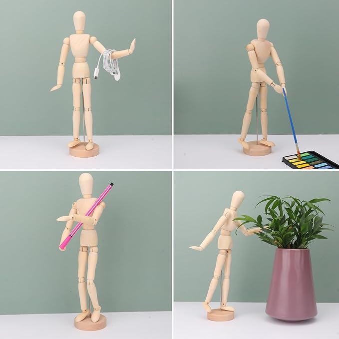 Kukmakri 5 Pack Figura de Madera Articulada 12 Pulgadas para Artistas miniatura 5