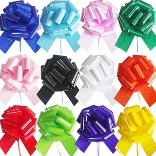 12Pcs Large Pull Bows,6 Inches Large Gift Bows,Pull Bows for Gift Wrapping Gift Baskets,Birthday Parties,Bouquet,and Other Gift Decorations (12 Color-1)