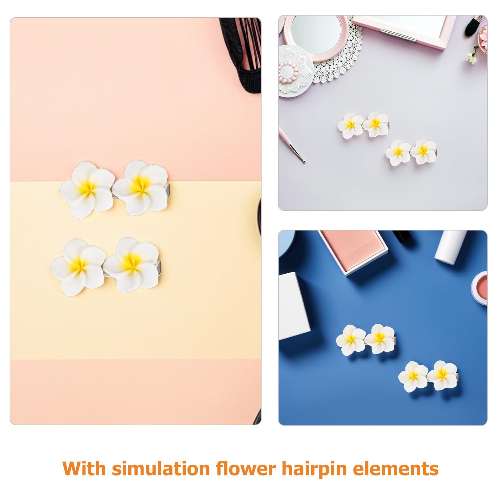 OUNONA 20 forcine per capelli: piccole forcine a forma di fiore - accessori per capelli in resina Plumeria per donne - fermagli per da ragazza, forcina a forma di fiore bohémien