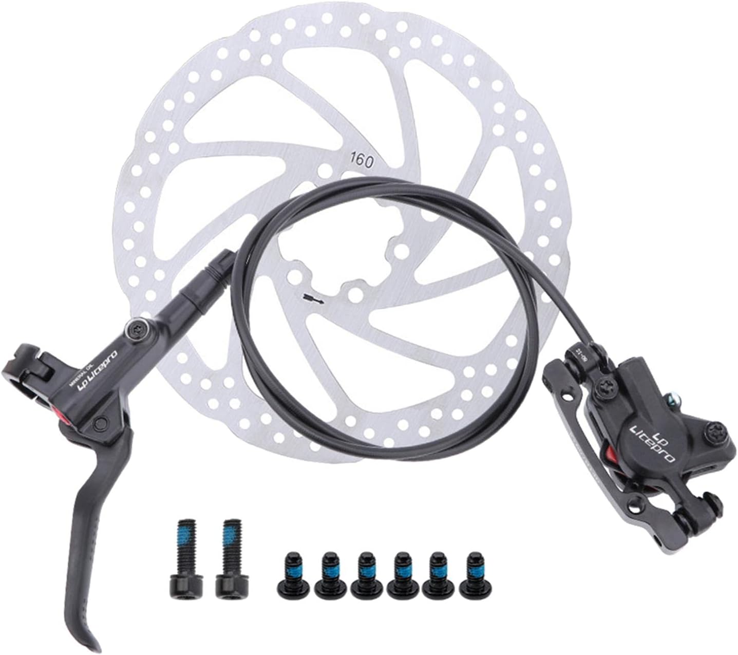 High Performance Oil Pressure Disc Brake Set for LP Litepro Folding Bike, Aluminum Alloy, Leak-proof, Mountain Bike Integrated Brake, Front and Rear Hose Included, Bike - Front Right and Disc