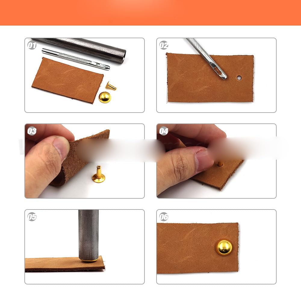 NUOBESTY 100 Pezzi Rivetti A Cupola Rotondi In Metallo Dorato - Foto 9