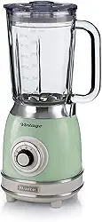 Ariete 583, Liquidificador Vintage Verde, Copo de Vidro 1.5 L, 4 Lâminas de Aço Inoxidável, 4 Velocidades + Pulso, 1000 Wats - 220V