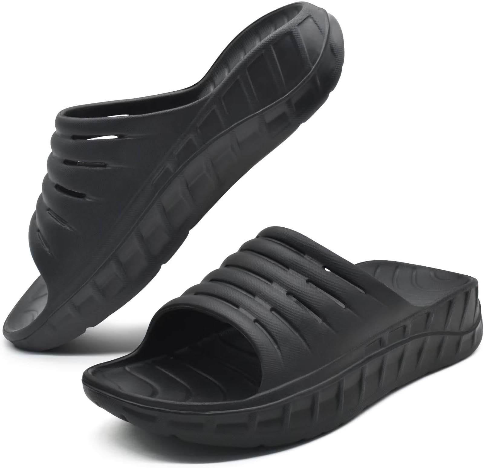Mens Sport Recovery Sandals Plantar Fasciitis Thick Cushion Slides Sandals Lightweight Comfort Orthotic Slippers