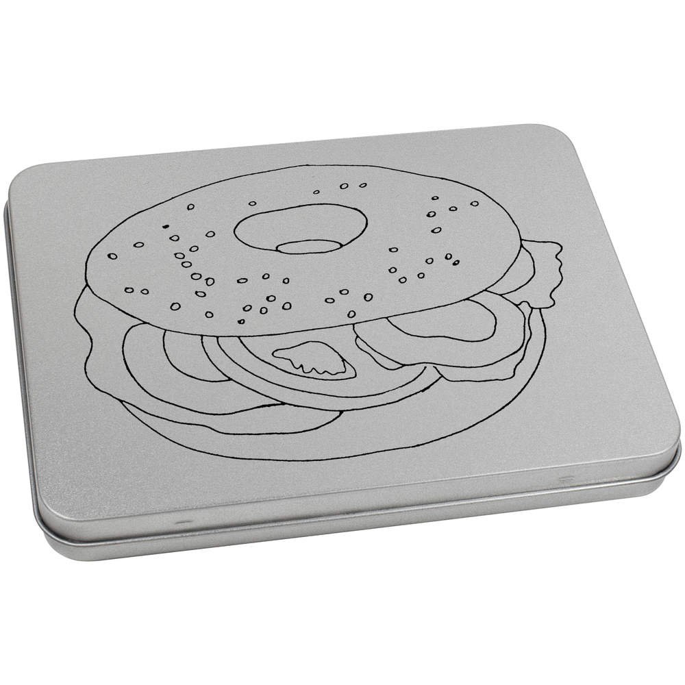 Azeeda 170mm 'Bagel Sandwich' Metal Hinged Tin/Storage Box (TT00097128)
