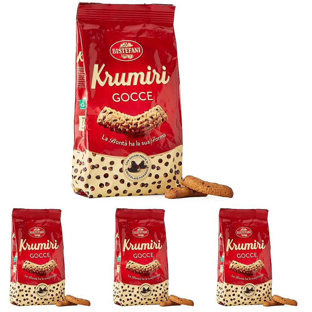 Bistefani Krumiri, Gocce con golose pepite di Cioccolato fondente, 290g (Confezione da 4) 290 g (Confezione da 4)