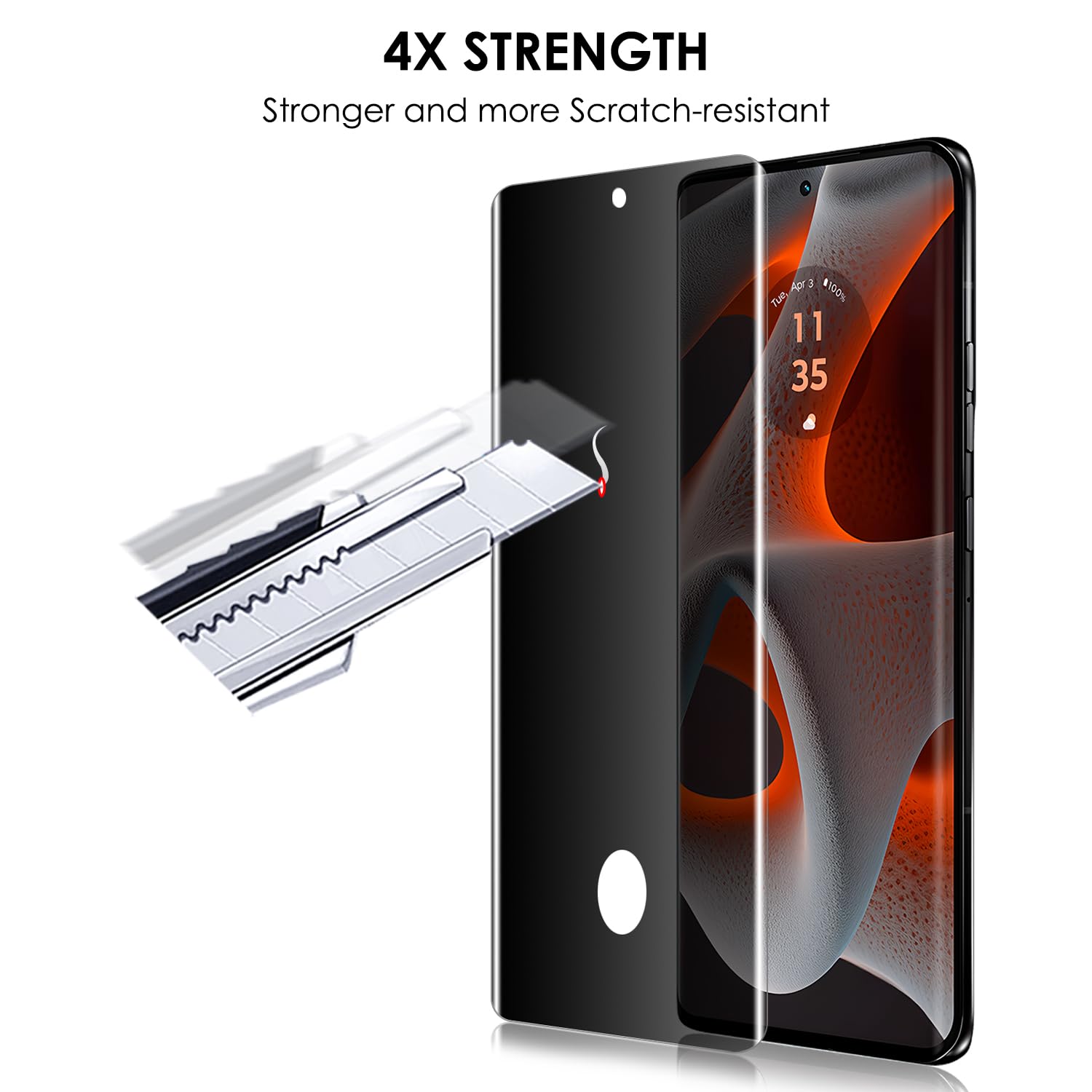 Protector de pantalla de privacidad para Motorola Edge 50 Pro [3 unidades], vidrio templado UV, antiespía, dureza 9H, resistente a los arañazos, compatible con identificación de huellas