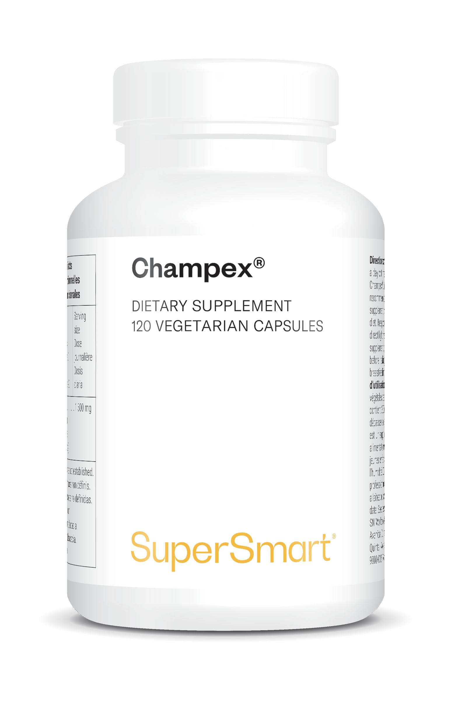 Champex - Reducir el Mal Aliento y el Olor Corporal - Vegano - SuperSmart | Para la Halitosis y el Mal Aliento Estomacal - Purifica sus Intestinos - Extracto de Agaricus Bisporus - Sin Gluten