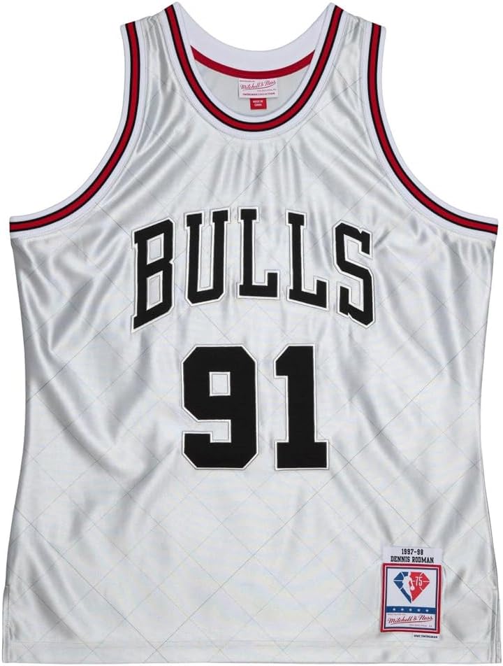 Mitchell & Ness Mens Chicago Bulls 75Th Platinum Scoop Neck Sleeveless Replica Jersey Basketball Casual