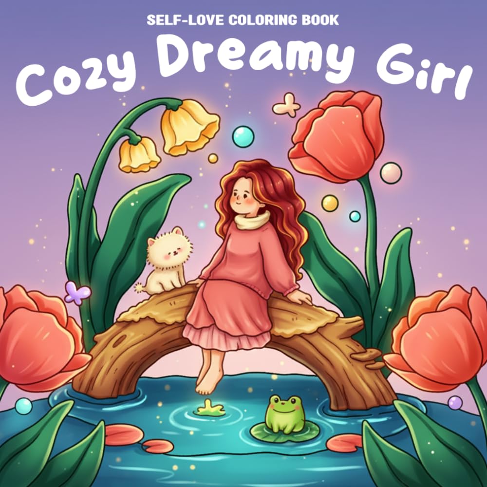 Cozy Dreamy Girl Coloring Book: Cottage Fantasy Coloring Pages with Magical World, Friendly Creatures, and Storybook Adventures for Teens and Adults to Relax