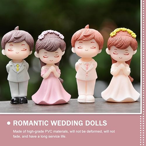 Miniatura 6 de 2 pares de adornos de muñeca para parejas, centros de mesa de comedor, mini sombrero de copa para novia y novio, estatua de enamorado, figuritas de