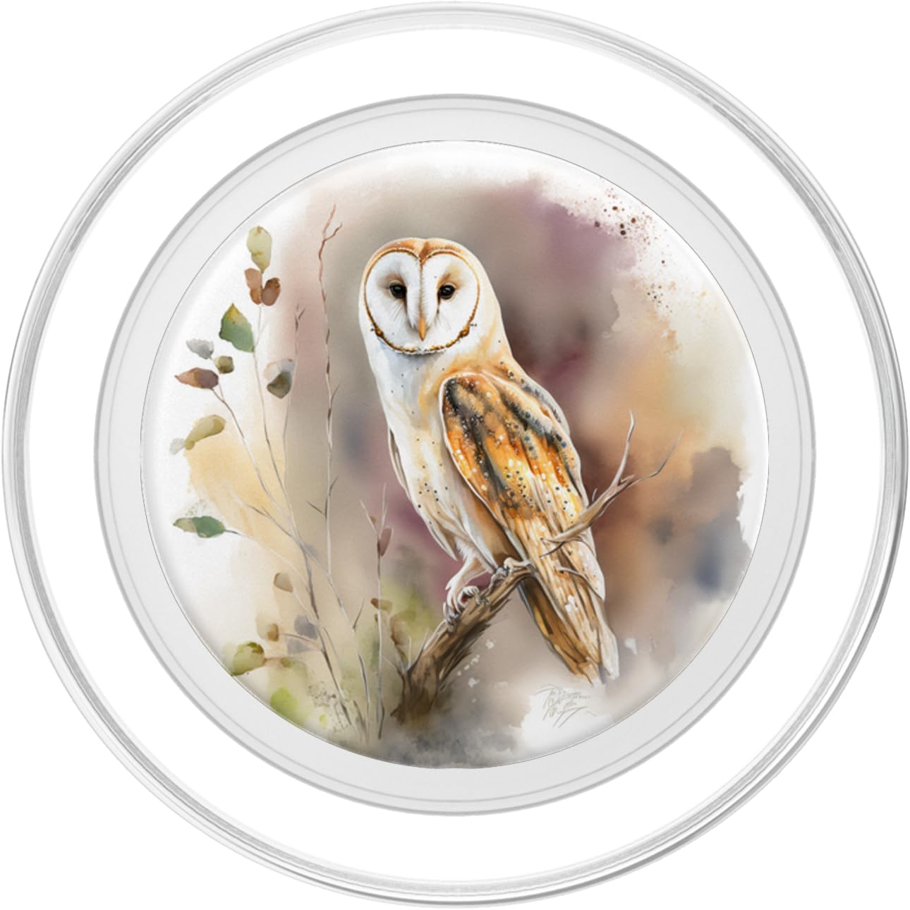 Barn Owl in a Modern Watercolor Style PopSockets MagSafe PopGrip for iPhone