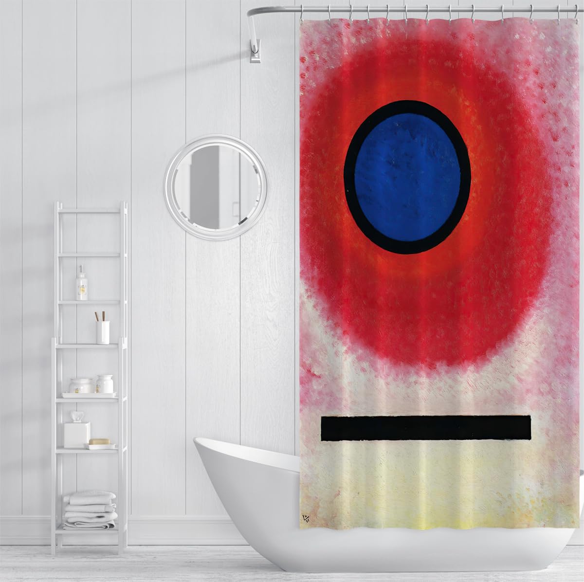 Abstrakte expressionistische Kunst Duschvorhang Retro Mid-Century Geometrische Stoffvorhänge mit Haken Waschbare Polyester-Badezimmerdekoration für EIN Hotel zu Hause 180 x 180 cm