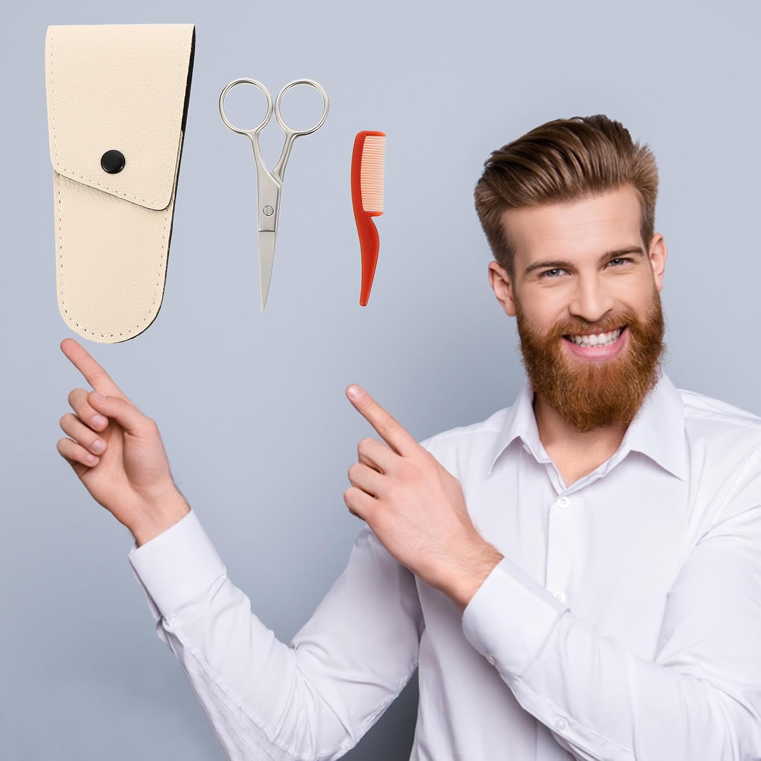 Men Beard Scissors Set Stainless Steel Precise Trimming