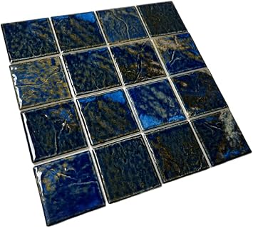 Tenedos Storm Blue Square Wavy Porcelain Mosaic Tile for Kitchen Backsplash, Pool Tile, Bathroom Wall, Accent Wall (Box of 10 Sheets - 10.60 Square feet) (3 X 3)