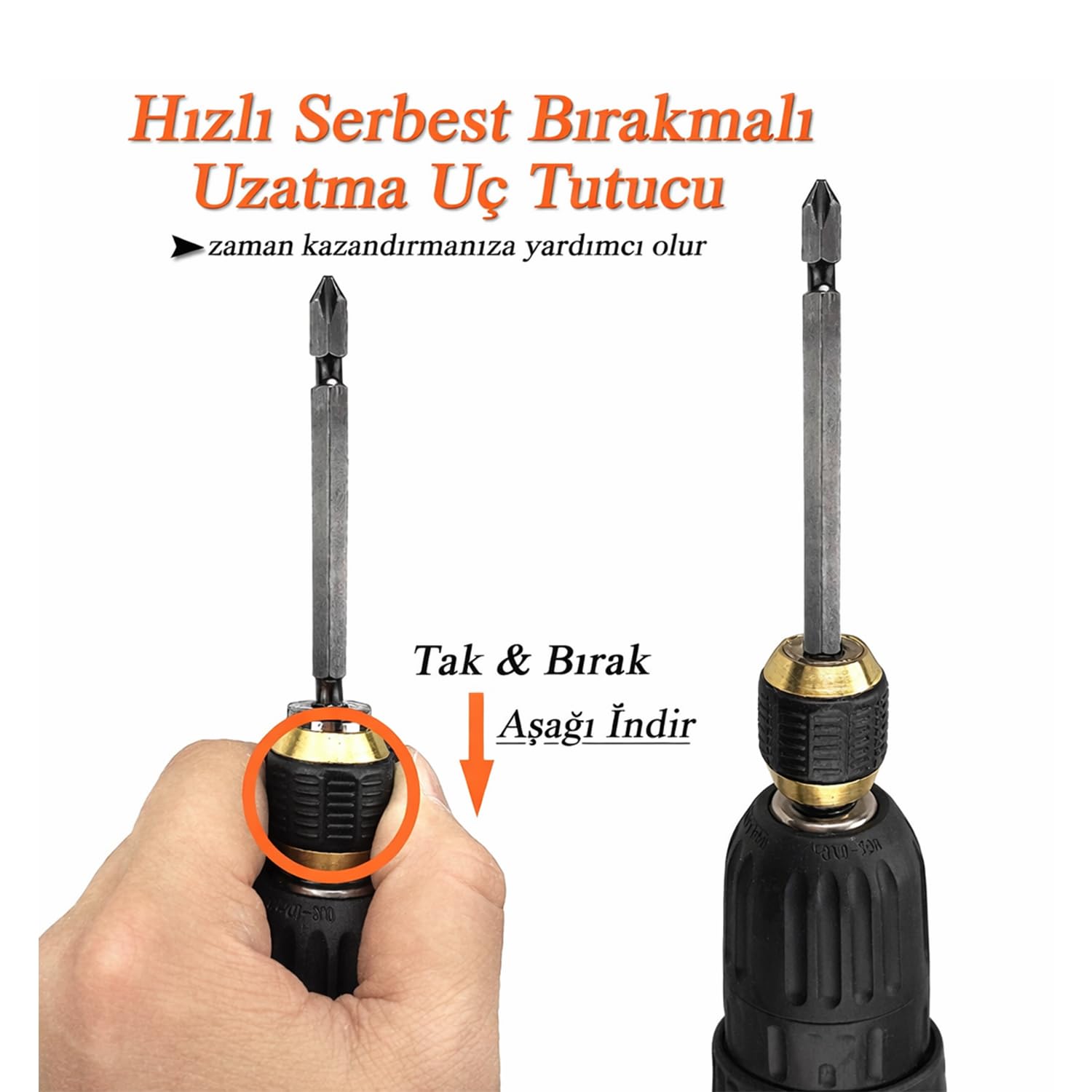 Manyetik Mıknatıslı Speed Bits Uç Tutucu 1/4" Matkap Uyumlu Pratik Sök Tak Hızlı Bilyalı Emniyetli