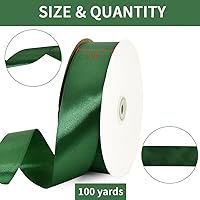 Vista 2 de TONIFUL 1-1/2 Pulgadas (40mm) x 100 Yardas de Cinta de Satén Verde Oscuro Ancha de Tela Sólida para Envolver Regalos, Cinta para Silla, Cinta