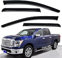 Lightronic Dark Smoke Window Visors for 2017-2024 Nissan Titan & 2016-2024 Titan XD Crew Cab - Durable UV-Protecting Rain Guards, 4-Piece Set