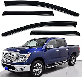 Lightronic Dark Smoke Window Visors for 2017-2024 Nissan Titan & 2016-2024 Titan XD Crew Cab - Durable UV-Protecting Rain Guards, 4-Piece Set