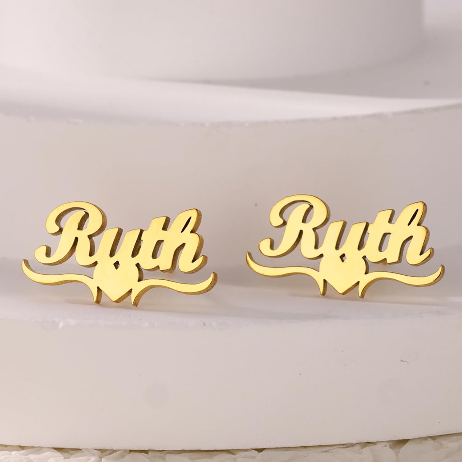 Custom Name Earrings, Personalized Name Earrings, 18K Gold Plated Stainless Steel Stud Earrings, Customized Gift for Her, Valentine's Day Gift, Bridesmaid Gift, Christmas Gift, Mother's Day Gift - Image 3