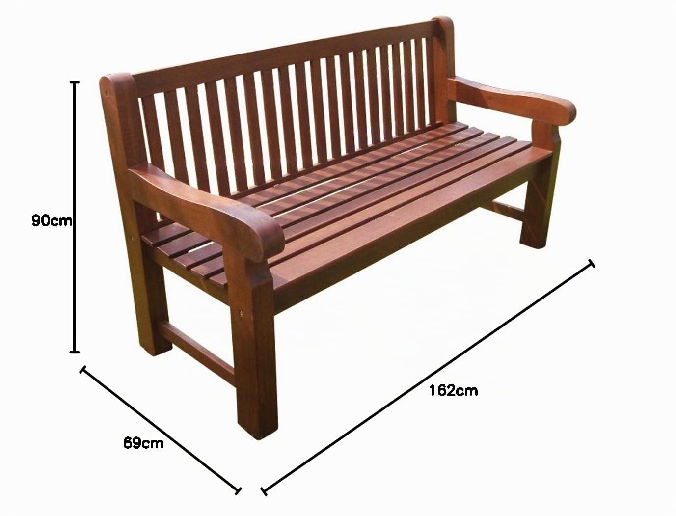 Gartenbank 3-Sitzer 162x69x90cm Holz extra stabil Eukalyptus FSC