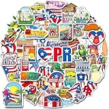 WAKEMOODEI 100PCS Puerto Rico Stickers, Waterproof Puerto Rican Vinyl Stickers, Travel Souvenir Stickers for Scrapbook Water Bottle Laptop Luggage Car, Party Decoration
