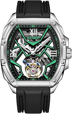 AESOP Tonneau Men Tourbillon Watches Skeleton Luminous Hand Wind Analog Men Wristwatches Sapphire Crystal Waterproof Luxury Business Watch for Men 7059