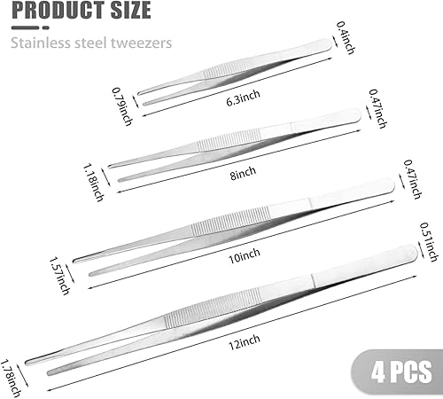 Miniatura 2 de 4 pinzas de cocina para alimentos, pinzas de acero inoxidable con puntas dentadas de precisión para barbacoa, asar, cocinar y servir (6.3 pulgadas,