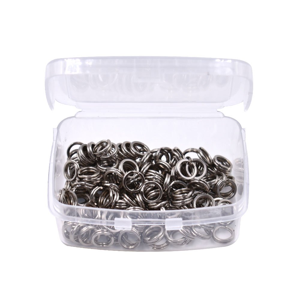 100pcs/box Stainless Steel Flat Split Rings Fishing Tackle 5 Size 5mm~9mm